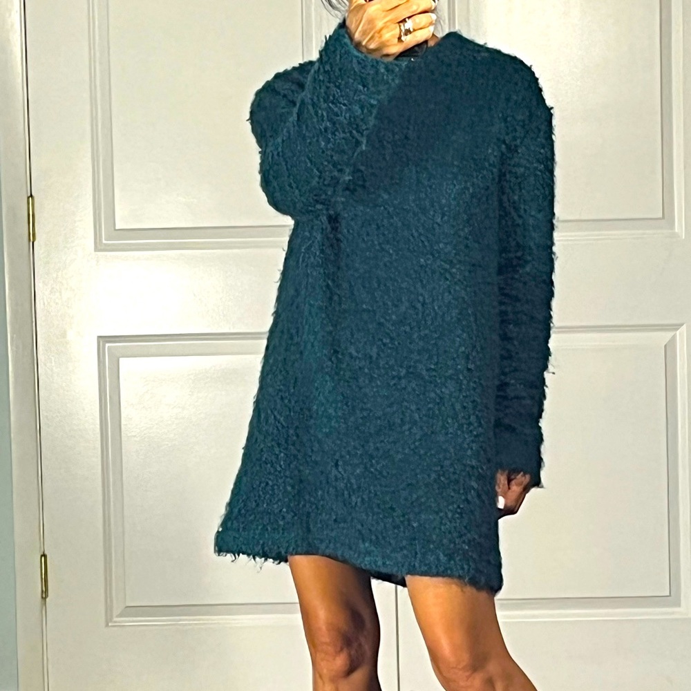 REFORMATION Loki Shag Teal Sweater Dress size XS